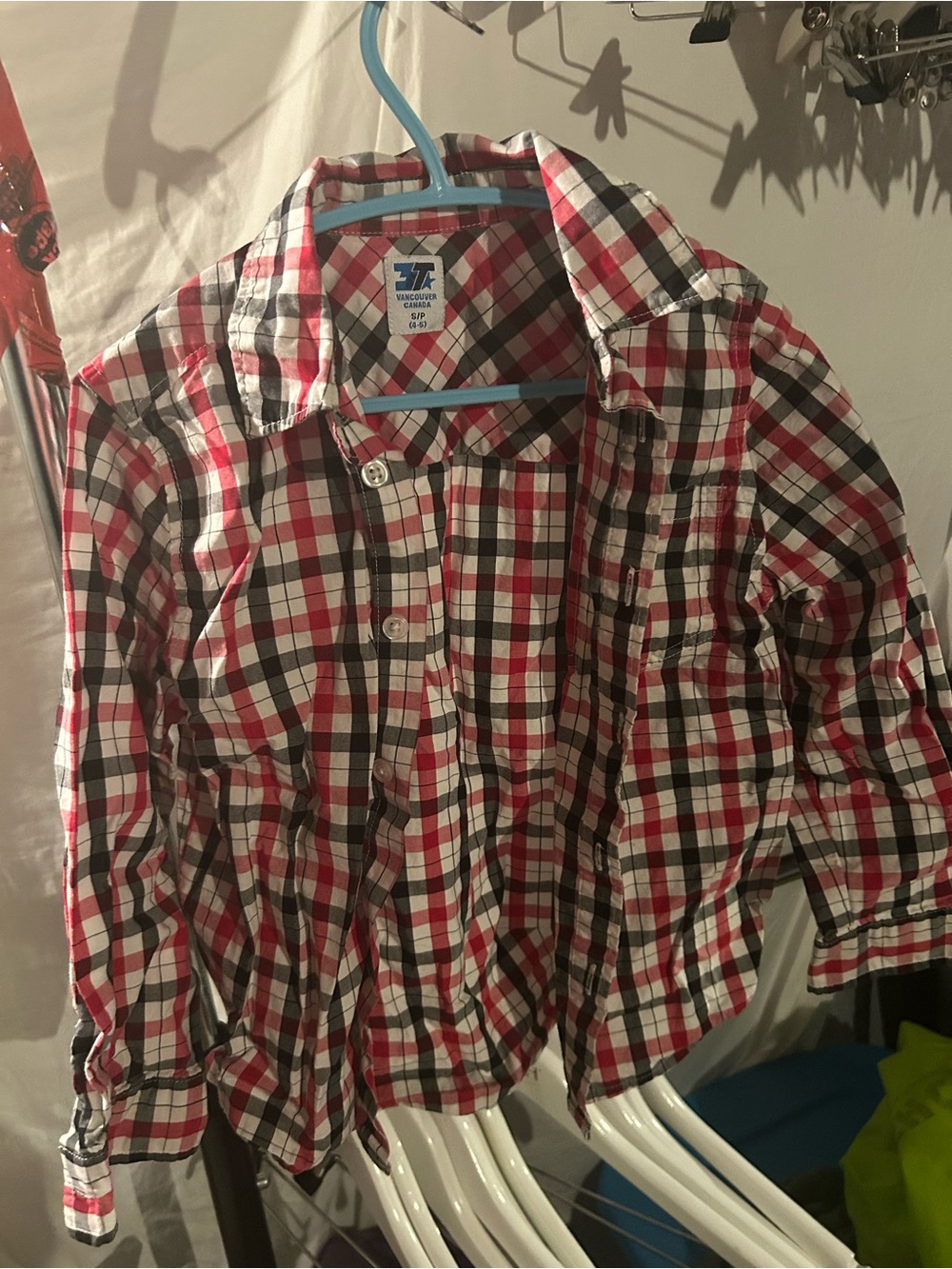 Kids Plaid Button-Down Shirt - Red, Black & White